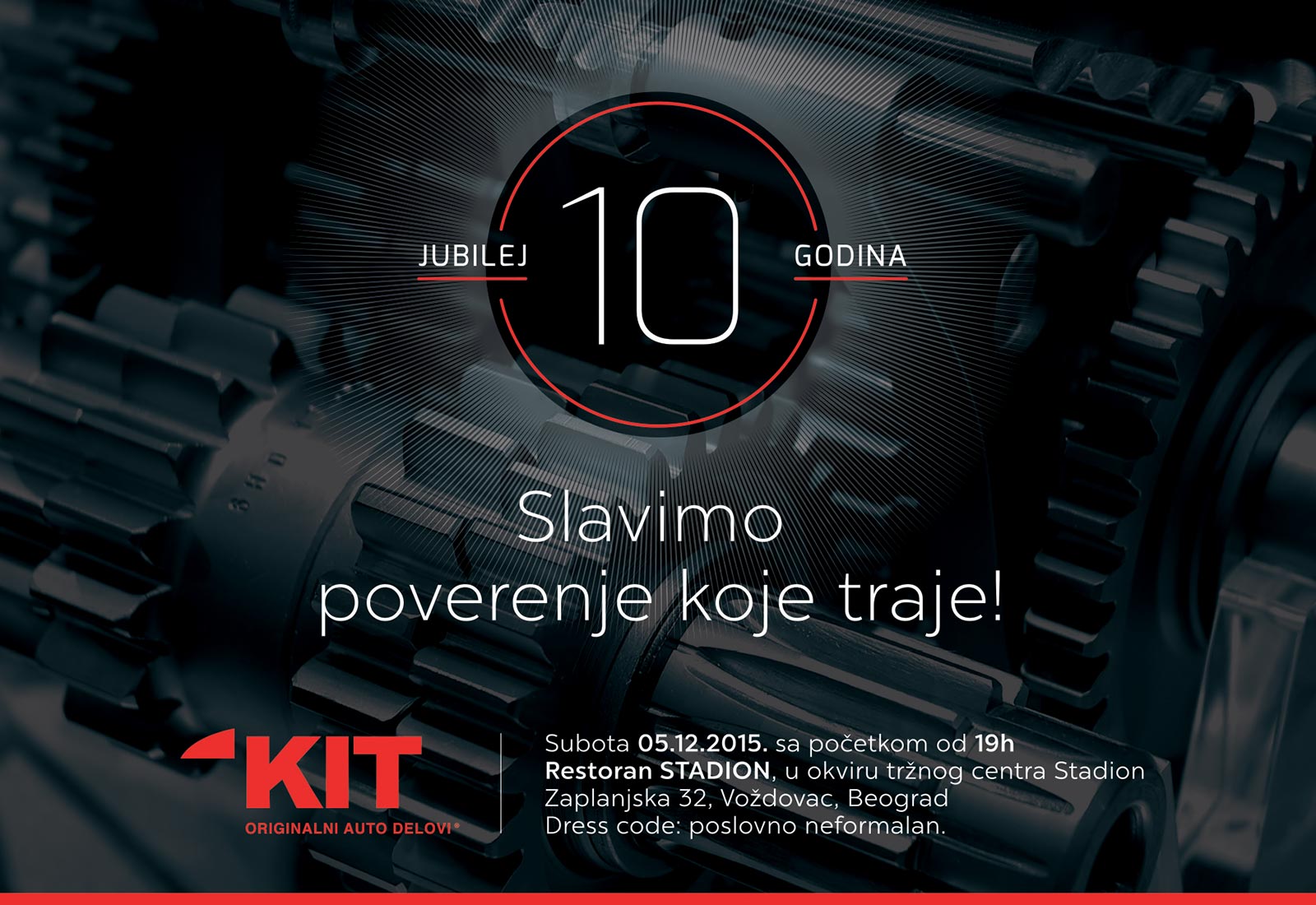 Dizajn pozivnice za proslavu desetogodišnjeg jubileja kompanije KIT Commerce