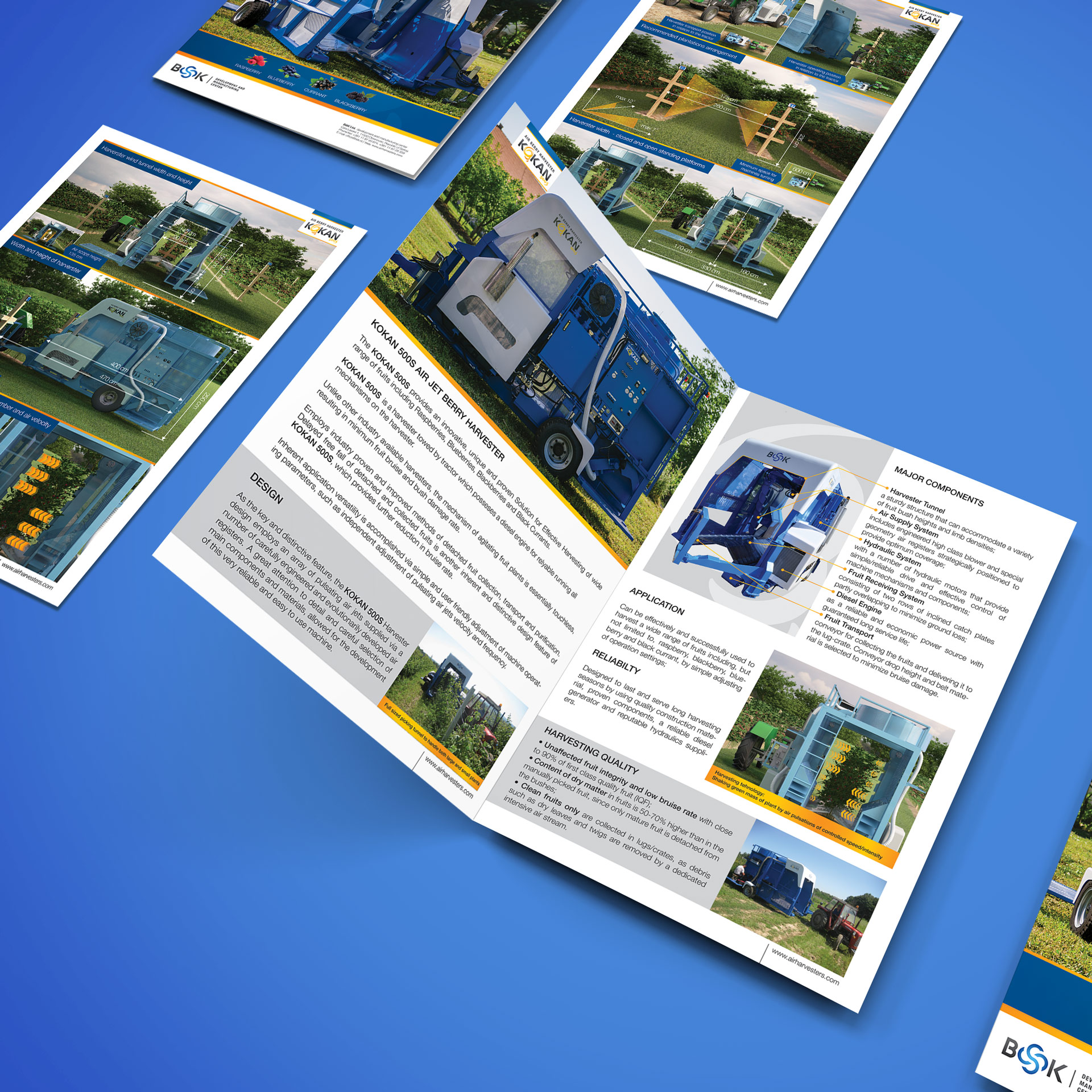 Dizajn i izrada brošure za Kokan vazdušni berač voća kompanije BSK iz Obrenovca