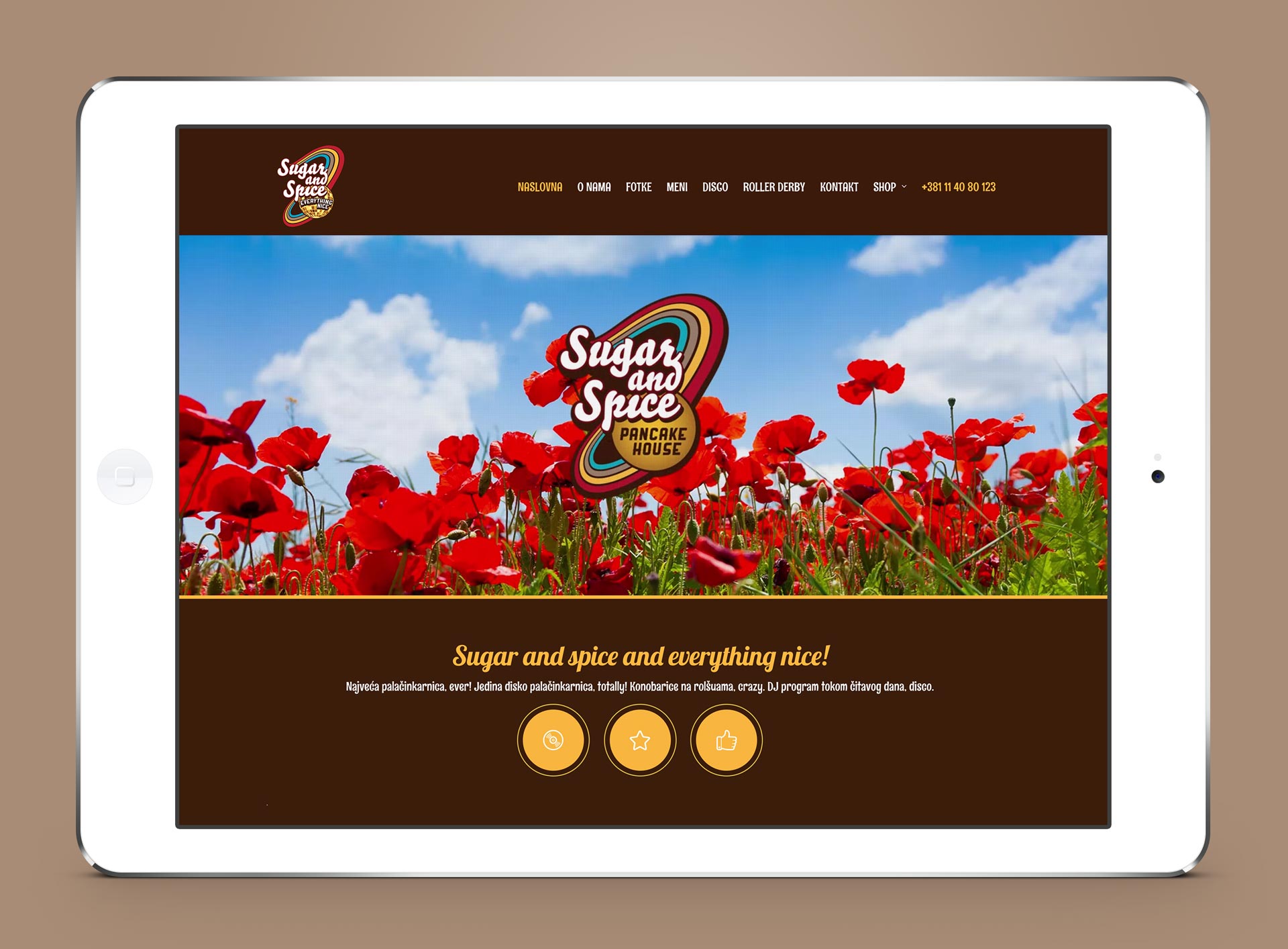 Dizajn web stranice za restoran Sugar and Spice