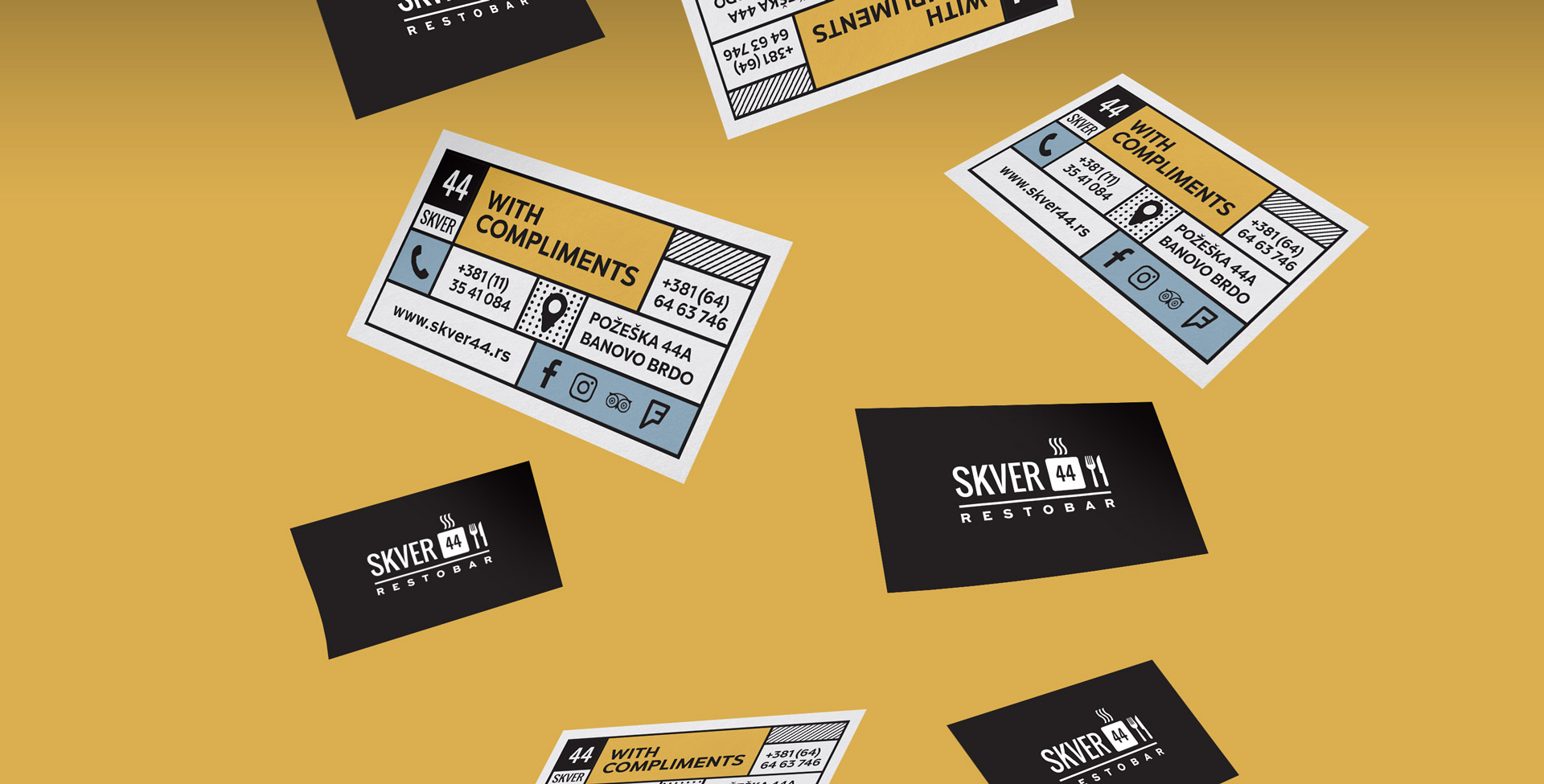 Dizajn i izrada vizit karti za restoran Skver 44