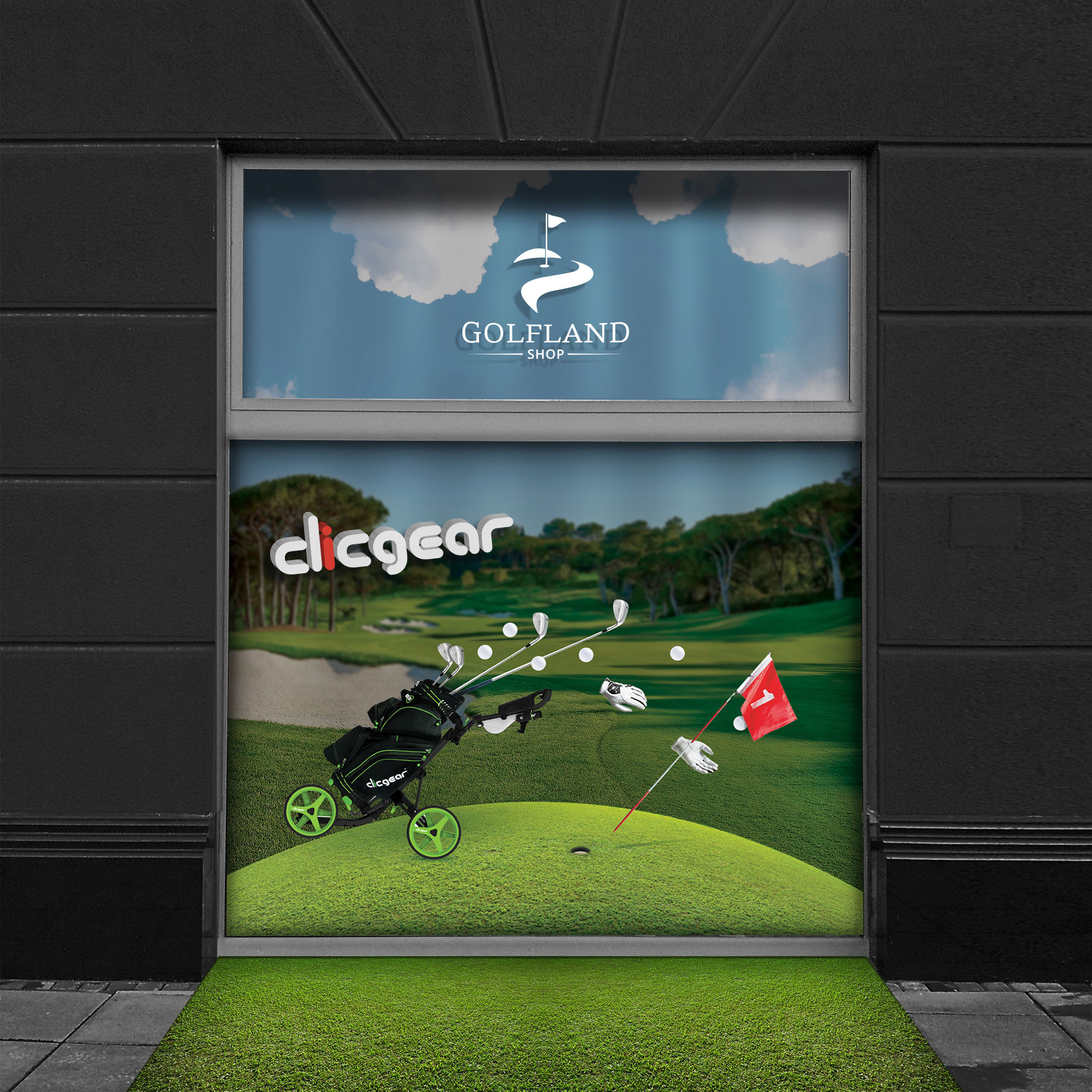 Brendiranje i dizajn izloga za Golfland Shop & Tour