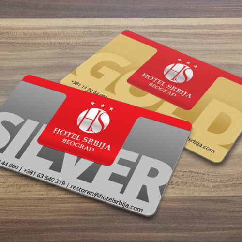 Dizajn srebrne i zlatne loyality kartice za Hotel Srbiju